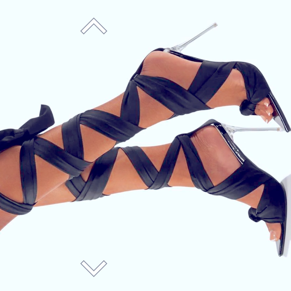 Silk lace up stilettos